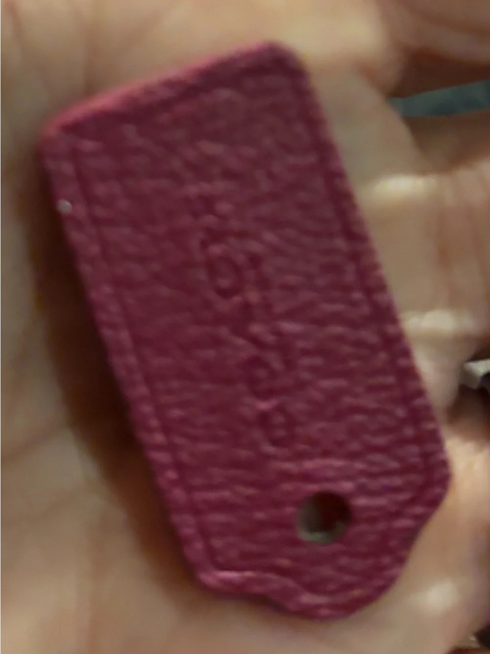 Leather coach Tag Accessory - small burgendy